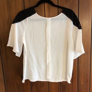 Cream and black lace blouse